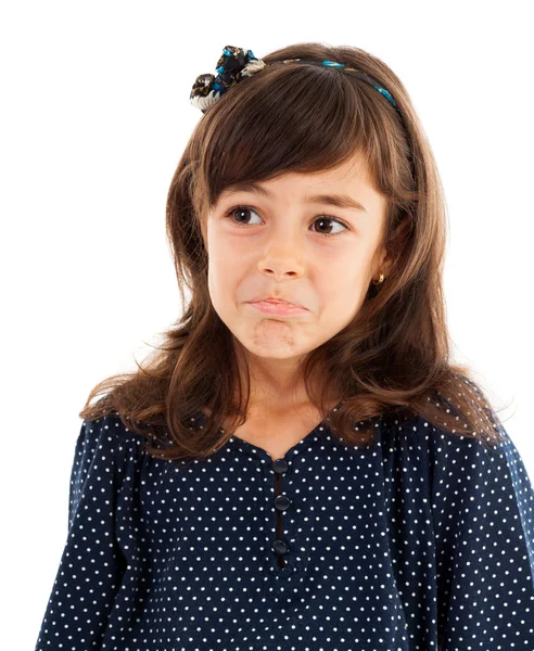 Linda niña con expresión confusa — Foto de Stock