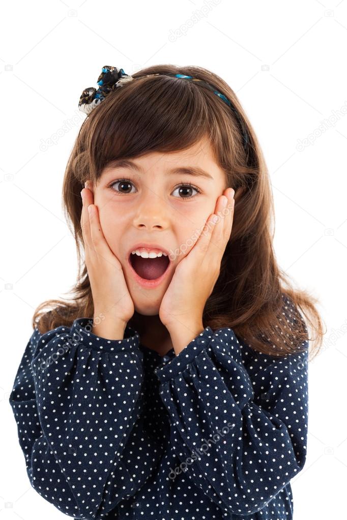Cute little girl with surprised facial expression