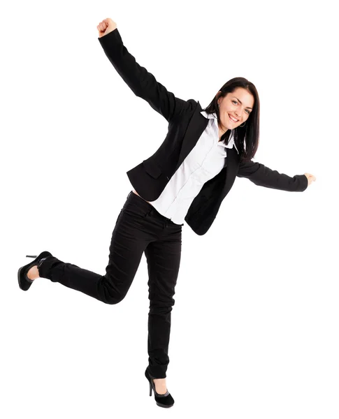Молода щаслива бізнес-леді святкує перемогу — стокове фото