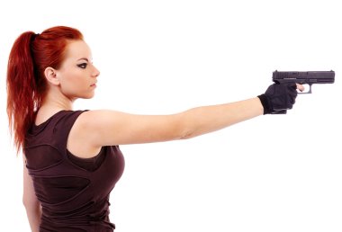 askeri Kızıl saçlı güzel genç bayan