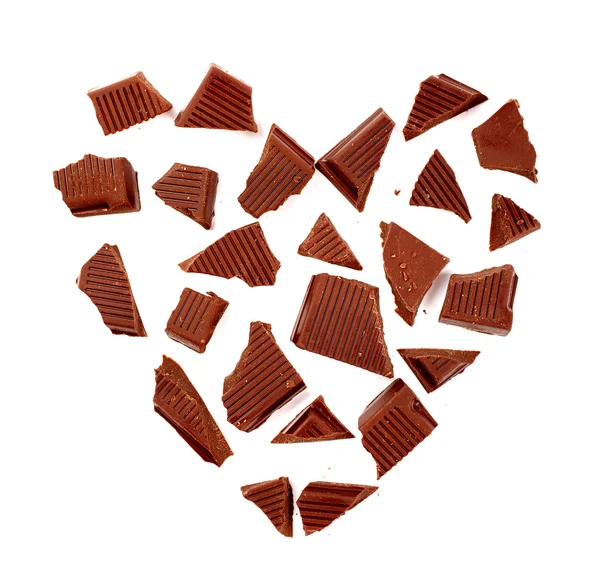 Dark chocolate in the shape of a heart — Stock Photo, Image