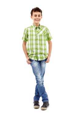 Teenager in plaid shirt, full length clipart