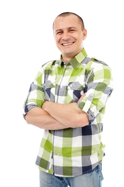 Příležitostné muž v kostkované košili — Stock fotografie