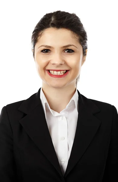 Retrato de cerca de hermosa mujer de negocios sonriente aislado en —  Fotos de Stock