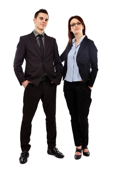 Young business partners looking at camera in full length pose Stock Image