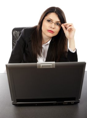 iş kadını ile laptop closeup