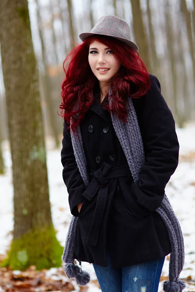 Outdoor closeup of young redhead — Stock Photo, Image