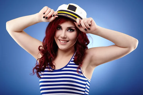 Young sailor girl in closeup — Stock Photo, Image