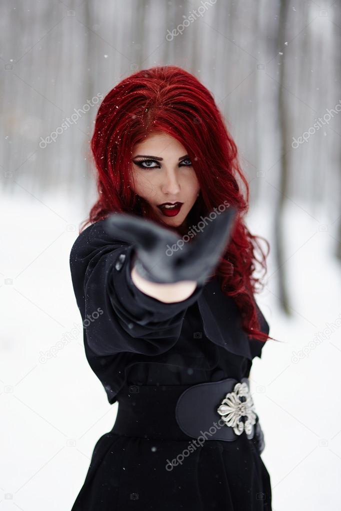 Gothic redhead woman