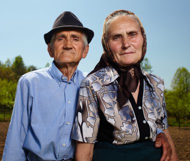 Senior farmers husband and wife clipart