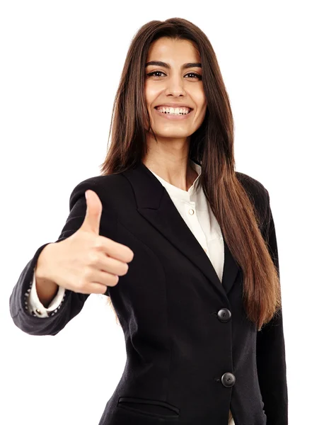 Mujer árabe de negocios con pulgares arriba — Foto de Stock