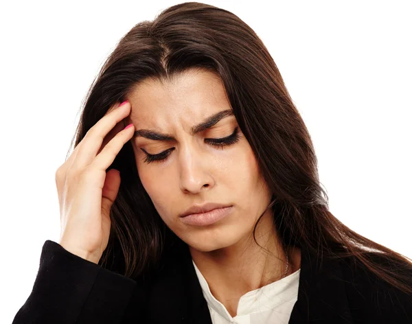 Overwerkt - zakenvrouw met sterke migraine — Stockfoto