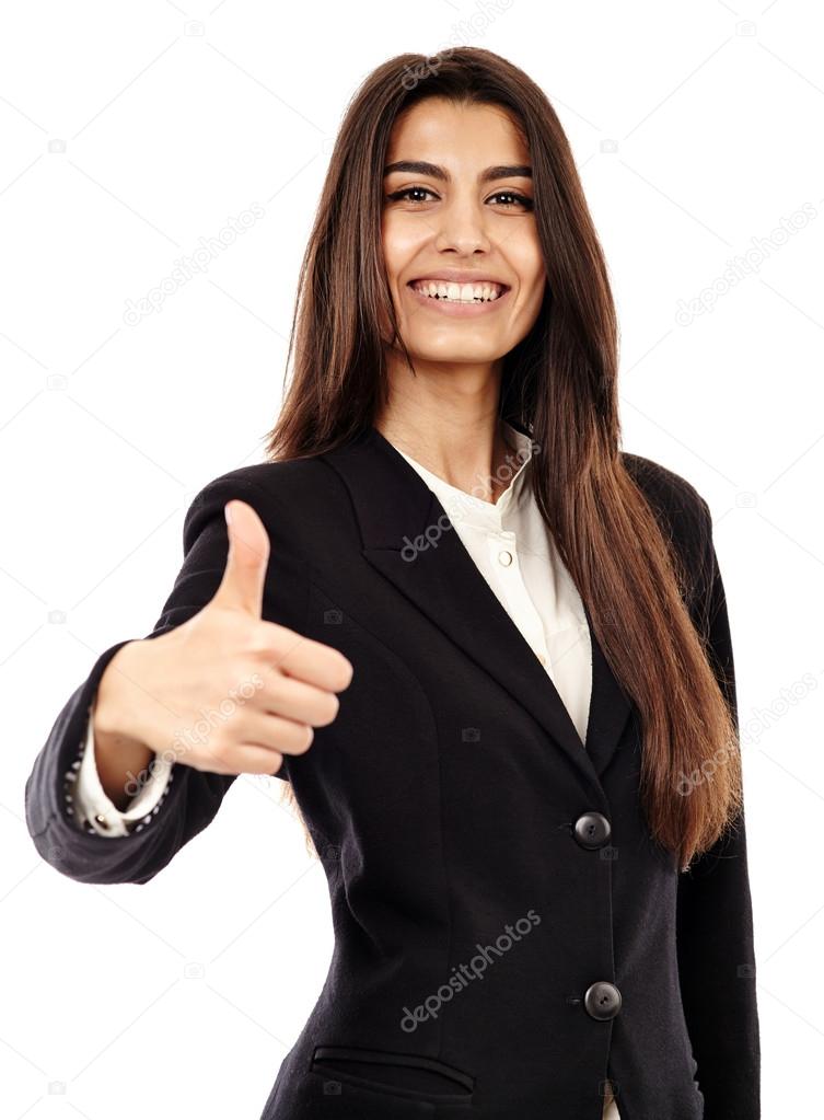 Arab businesswoman with thumbs up