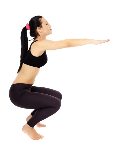 Fitness signora stretching — Foto Stock