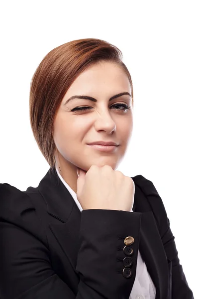 Businesswoman winking — Stock Photo, Image