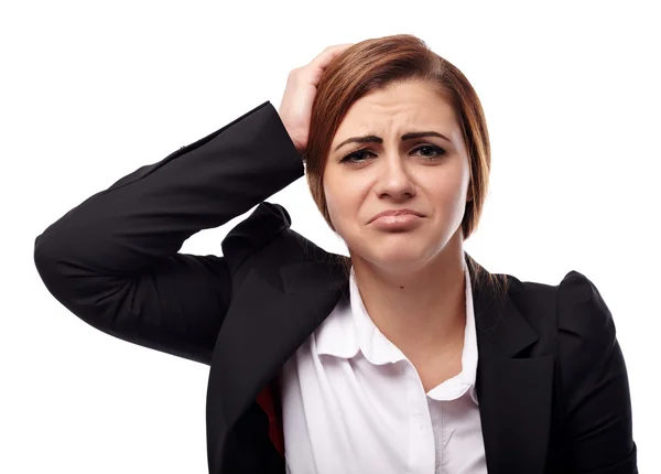 Donna d'affari infelice con le mani sulla testa — Foto Stock