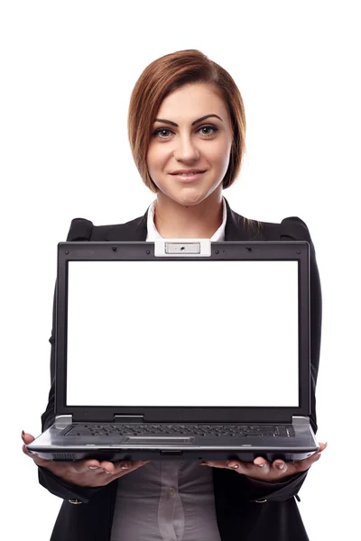 Businesswoman showing copyspace — Stock Photo, Image