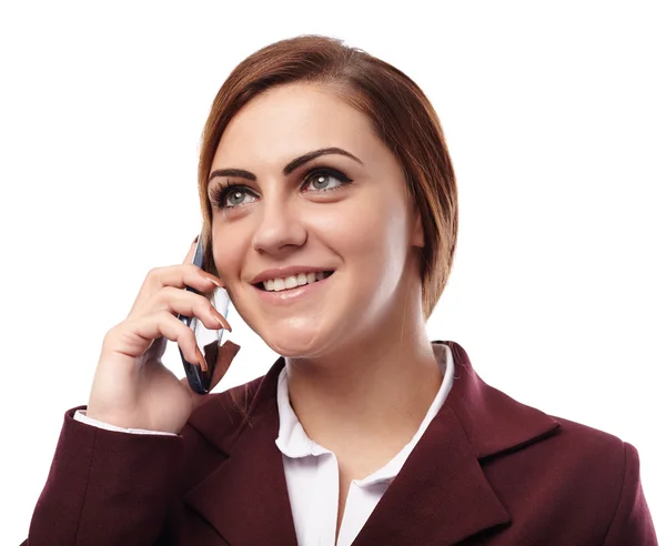 Femme d'affaires portant des lunettes et parlant au téléphone — Photo