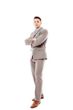 katlanmış silah ile olumlu iş adamı