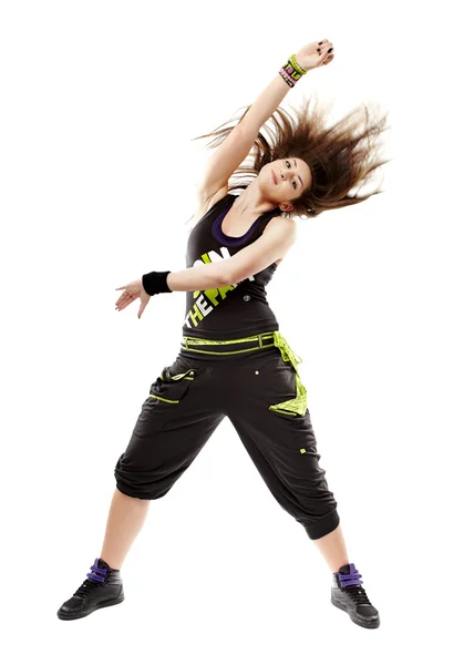 Ung kvinna gör dans flyttar — Stockfoto