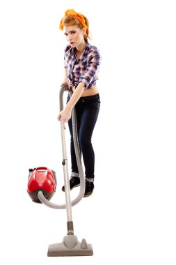 seksi ev kadını vakumlama