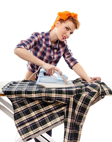 Sexy housewife ironing — Stock Photo, Image