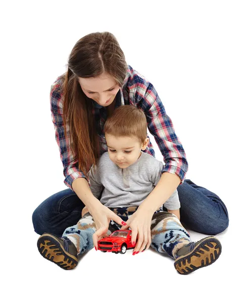 Playing with toy car — Stock Photo, Image