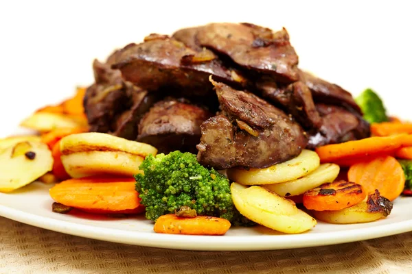 Roasted chicken liver with veggies — Stock Photo, Image