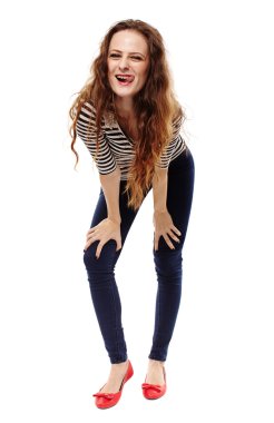 genç kızın saçları ile oynama