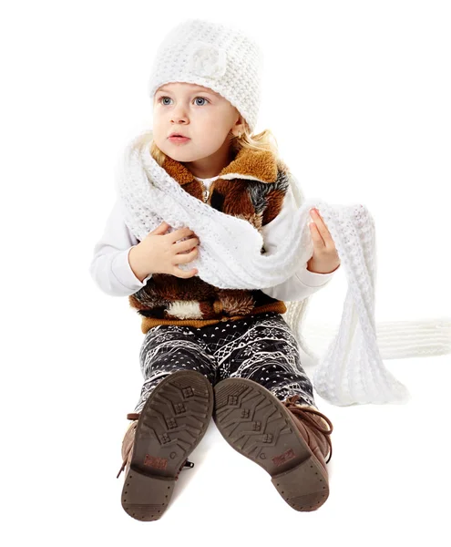 Bambina vestita per l'inverno — Foto Stock