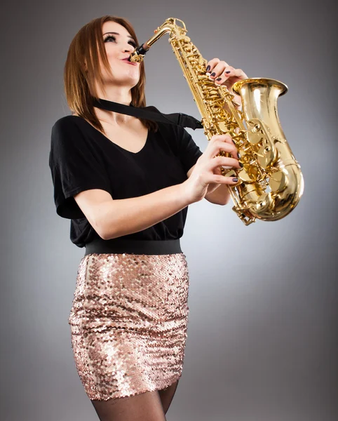 Saxofoon speler close-up — Stockfoto