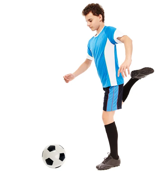 Nastolatek piłkarz — Zdjęcie stockowe