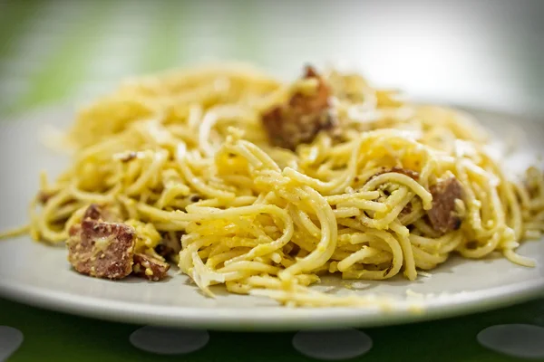 Pasta med fläskfilé — Stockfoto