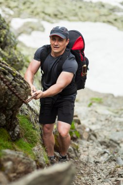 dağcı ile sırt çantası