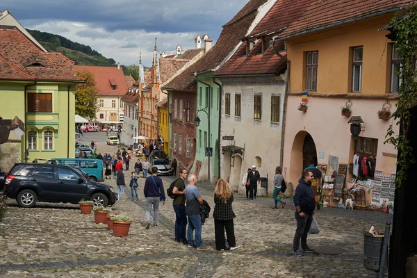 Sighisoara Ρουμανια Σεπτεμβριου 2021 Εικόνες Μοναδική Κατοικημένη Μεσαιωνική Ακρόπολη Στην — Φωτογραφία Αρχείου