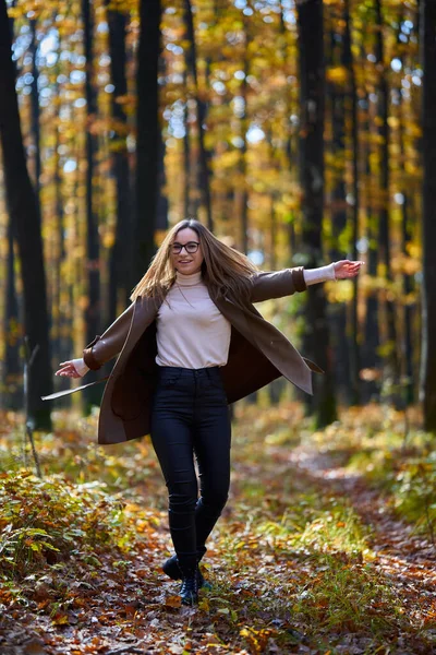 가을에 매력적 코카서스 여성의 — 스톡 사진
