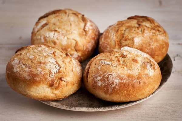 Montón Bollos Pan Sano Grano Entero Plato — Foto de Stock