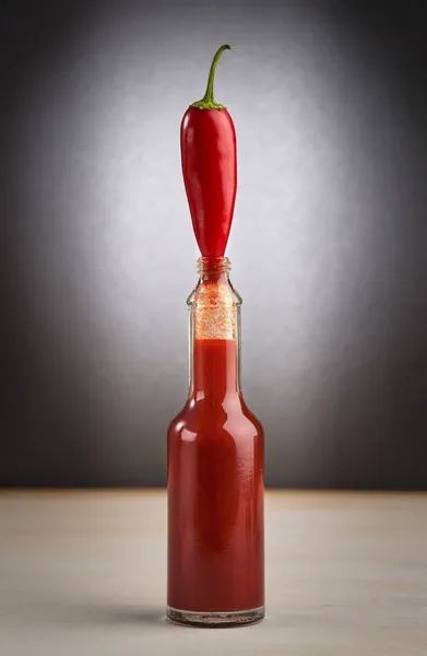 Hete Saus Rode Chili Pepers Close — Stockfoto