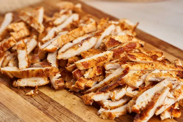 Pechuga Pollo Asada Rodajas Para Preparar Fajitas — Foto de Stock