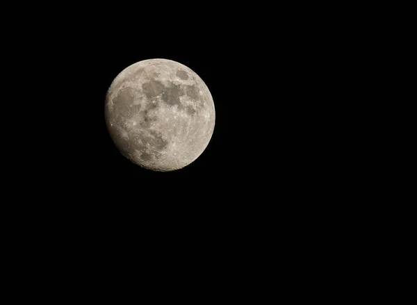 Moon Waxing Gibbous Phase Black Sky — 图库照片