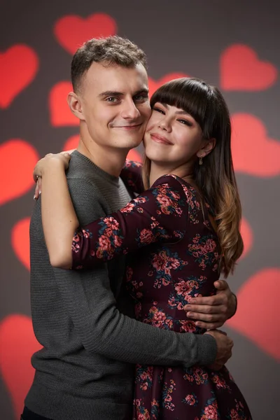 Junges Schönes Romantisches Paar Glücklich Zusammen Valentinstag Konzept — Stockfoto