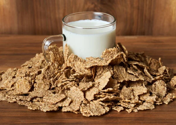 Glass Milk Oatmeal Cereals Breakfast — Stock Photo, Image