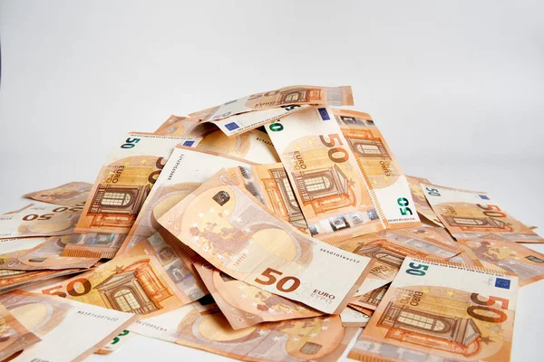Billetes Euros Sobre Fondo Blanco Símbolo Riqueza Imagen De Stock