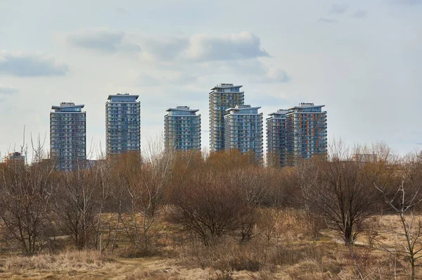 Apartman Blokk Komplexum Modern Épületekkel — Stock Fotó