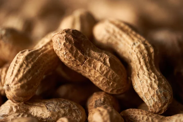 Closeup Many Dried Whole Peanuts — Stock Photo, Image