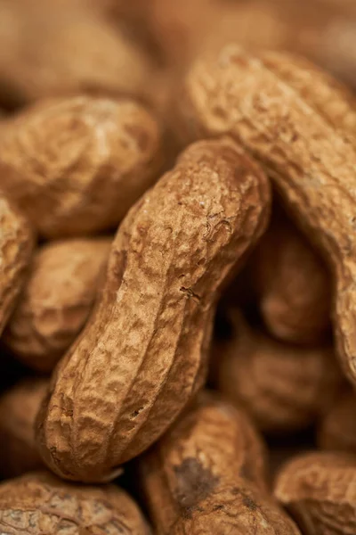 Closeup Many Dried Whole Peanuts — Stock Photo, Image