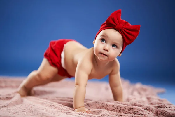Primer Plano Una Adorable Niña Primer Año Estudio Filmado Sobre — Foto de Stock