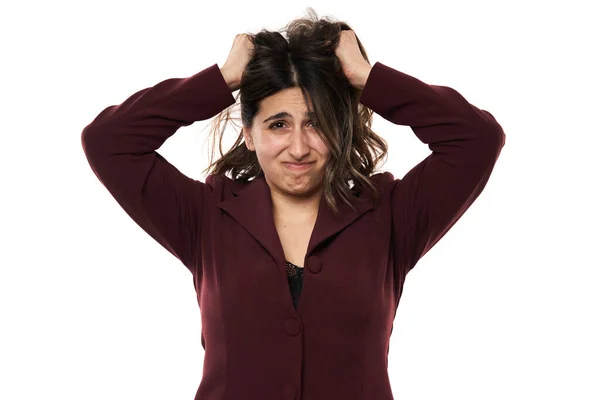 Very Angry Frustrated Indian Businesswoman Closeup Isolated White Background — Stock Photo, Image