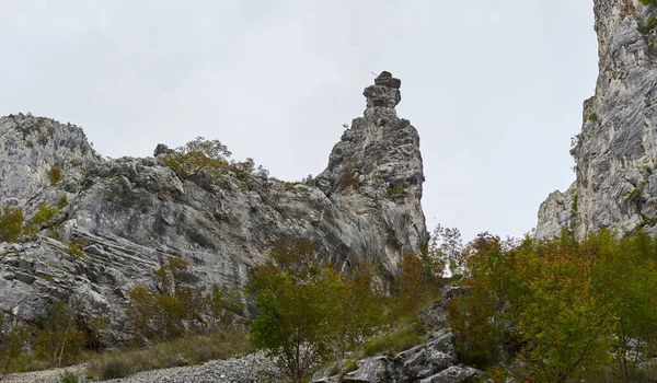 Пейзаж Скелястими Горами Лісами Початку Осені — стокове фото