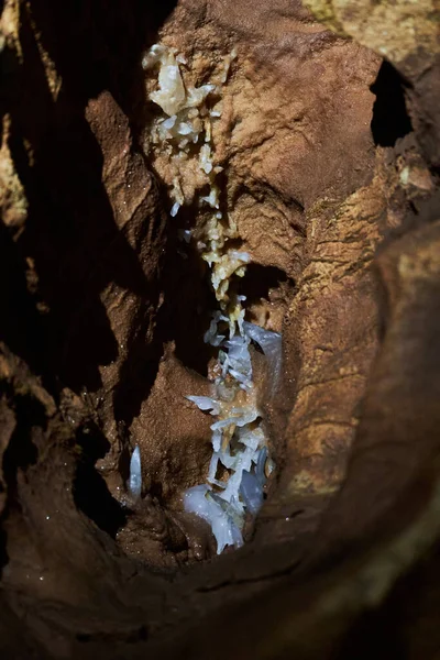 Кристали Різних Спелеосистемах Печері Покинутій Шахті — стокове фото